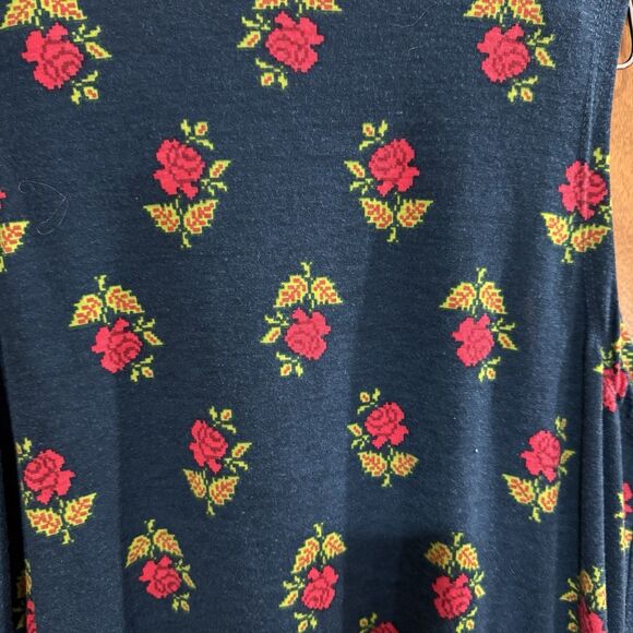 Women’s LuLaRoe Joy Vest Navy Red Roses Size Small - Picture 3 of 6